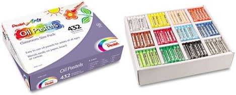 Pentel Oil Pastel Set with Carrying Case,12-Color Set, Assorted, 432/Pack
